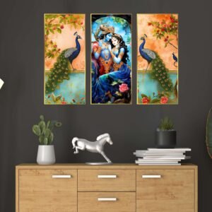 Set of Three large Wall Paintings for Wall Dacoration Golden Framed Wall Paintings for Living Room & Bedroom Wall Art for Home Decoration & Office Wall Décor (14x11 inch CH-LGD3-7)